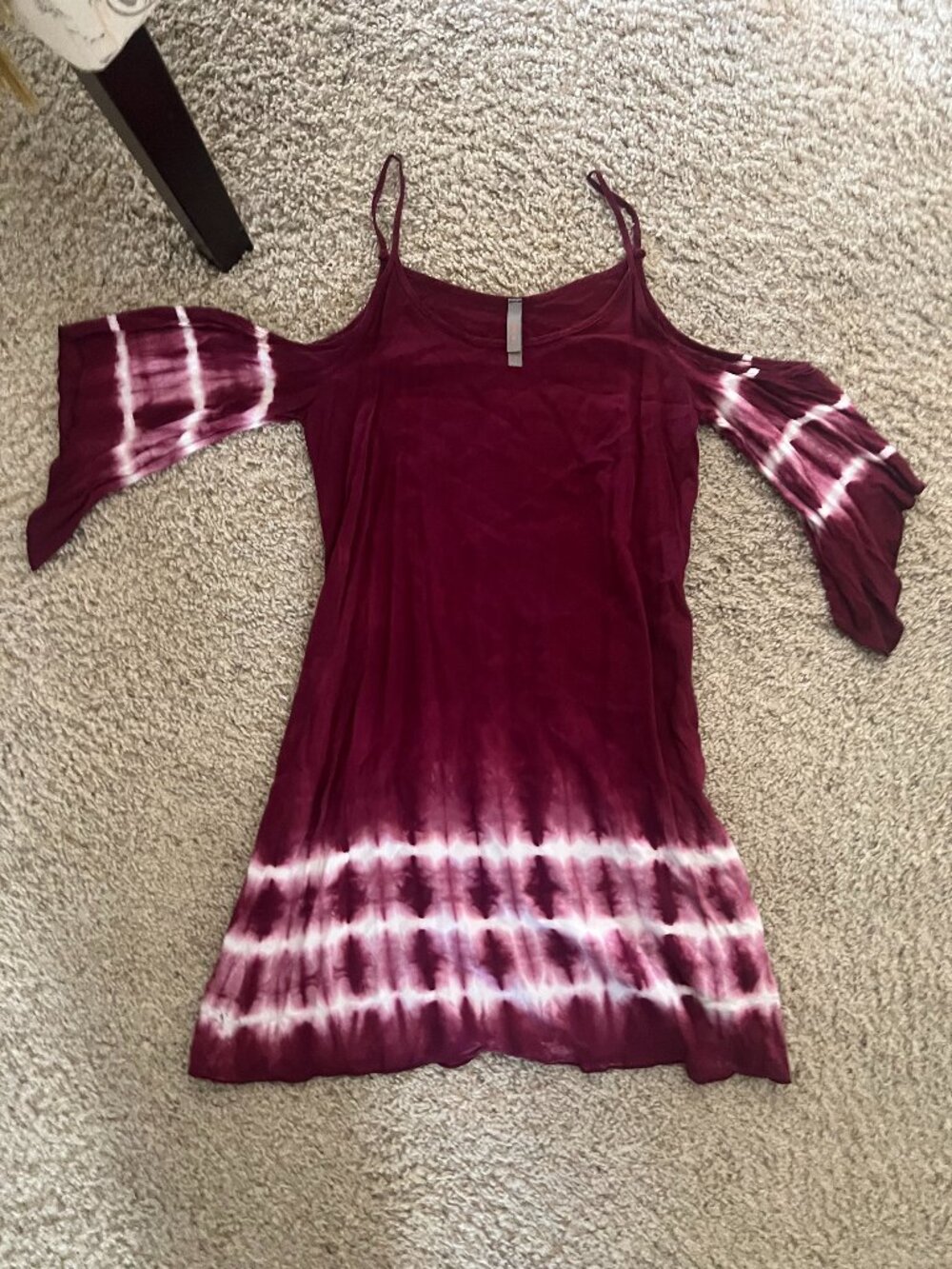 Women's Burgundy and White tie dye Dress